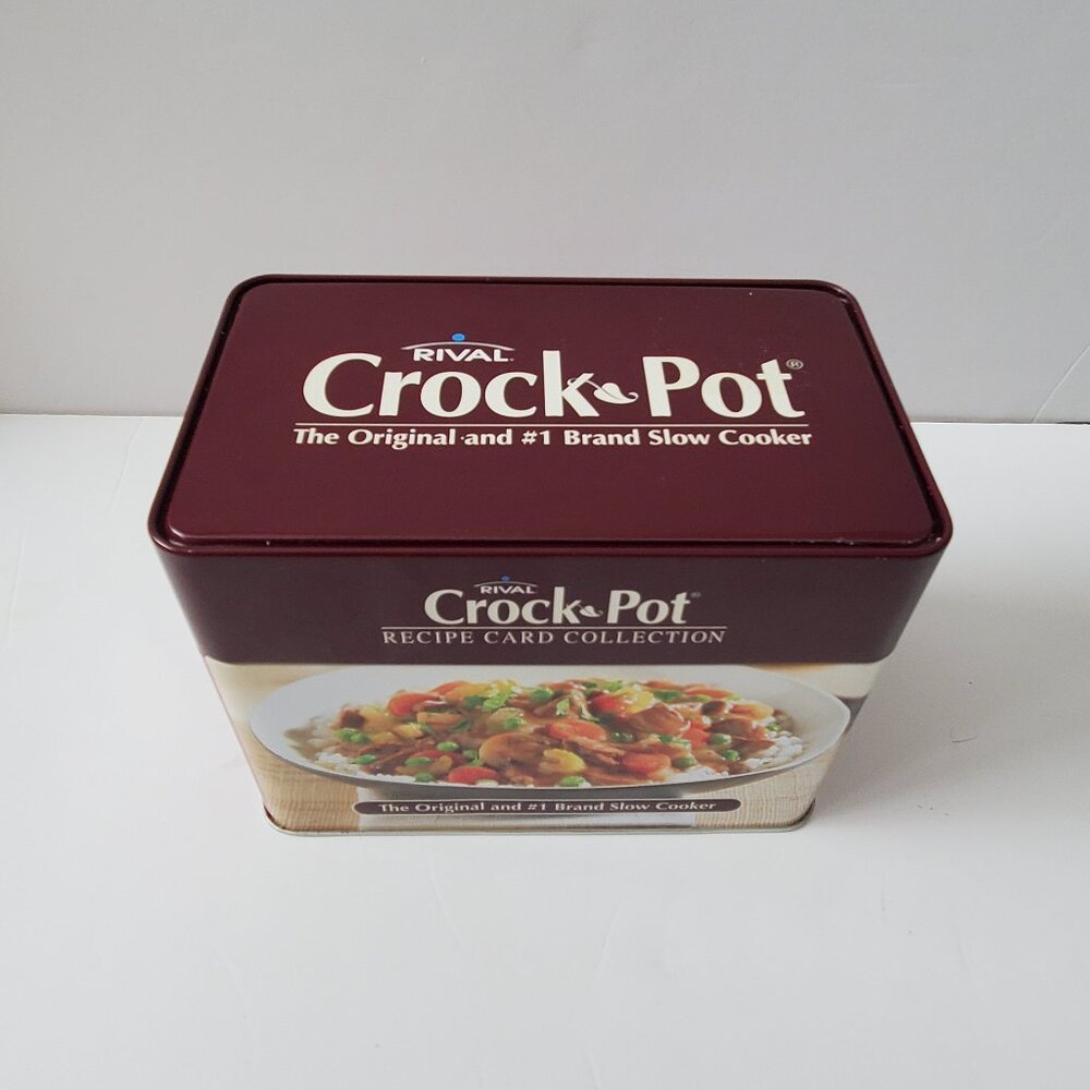 CROCK POT Tin Container Recipe Box Over 70 Different Recipes + Blank Cards Meals
